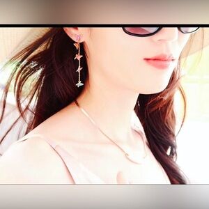 Idyllia Lilia drop earrings Butterfly Long Multicolored Rose gold-tone plated